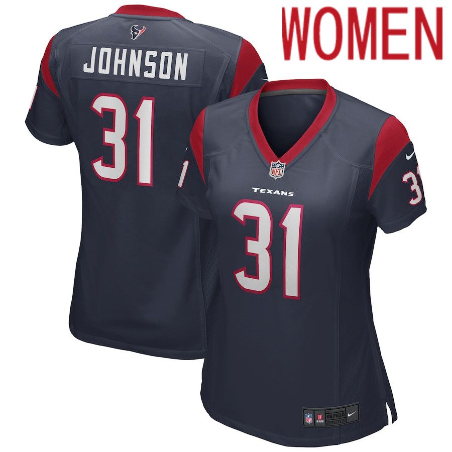 Women Houston Texans #31 David Johnson Nike Navy Game Player NFL Jersey